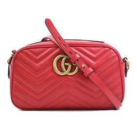 Gucci GG Marmont Shoulder Bag in Leather, Metal, and Red Gold, Women's, 447632 w1206a