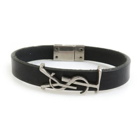 Saint Laurent Bracelet in Leather and Metal, Black, Women's, r10776g