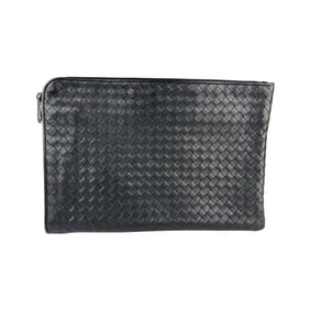 Bottega Veneta Clutch Bag in Intrecciato Leather, Black, Men's, Z6827