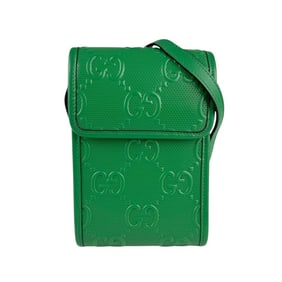Gucci GG embossed leather shoulder bag in green and silver for men women, model number 625571 z6824