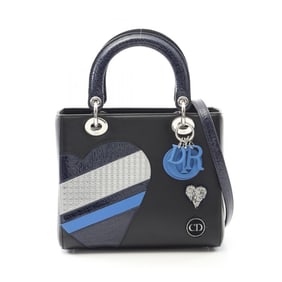 Christian Dior Dior LADY DIOR Lady handbag, leather, women's, black/blue
