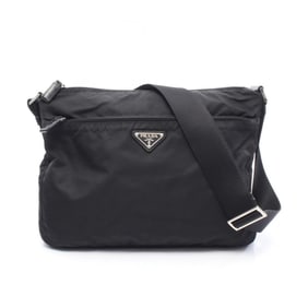Prada shoulder bag, nylon and leather, women's, black