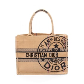 Christian Dior Dior BOOK TOTE Medium Tote Bag, Raffia, Women's, Brown, Black, Multicolor