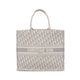 Christian Dior Dior BOOK TOTE Large Tote Bag, Canvas, Women's, Gray/White