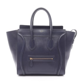 Celine Luggage Mini Shopper Handbag, Leather, Women's, Navy, 165213