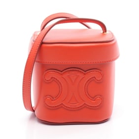 Celine Cuir Triomphe Small Box Shoulder Bag, Leather, Women's, Red