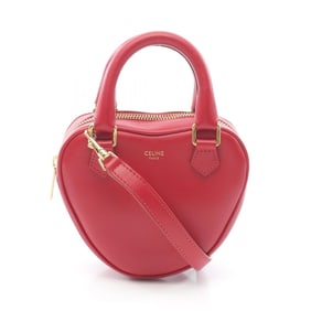 Celine Heart Medium Handbag, Leather, Women's, Red
