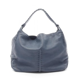 Bottega Veneta Cervo Intrecciato Shoulder Bag, Leather, Women's, Blue, 468600