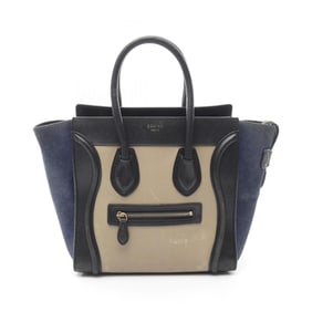 Celine Luggage Micro Shopper Tote Bag, Leather and Suede, Women's, Beige, Black, Navy, 167793