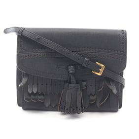 Burberry Macken Shoulder Bag, Leather, Women's, Black, 4068344