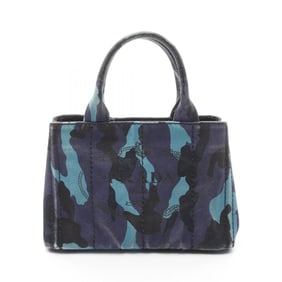 Prada Canapa CAMOUFLA Tote Bag, Canvas, Women's, Navy/Multicolor, B2439G