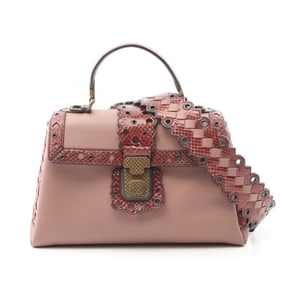 Bottega Veneta Small Piazza Handbag, Leather, Women's, Pink/Bordeaux