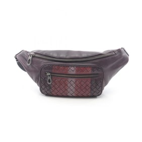 Bottega Veneta Intrecciato Leather Waist Bag/Body Bag for Men and Women, Bordeaux Color, 222310
