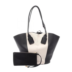 Bottega Veneta Basket Tote Medium Bag in Leather and Canvas, Women's, Black/Ivory