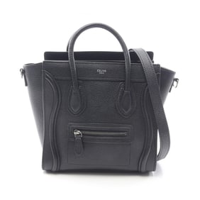 Celine Luggage Nano Shopper Handbag, Leather, Women's, Black