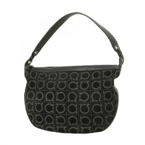 Salvatore Ferragamo Gancini Shoulder Bag in Black Suede for Women