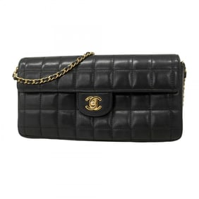 Chanel Chocobar Shoulder Bag, Chain Lambskin, Black, Women's