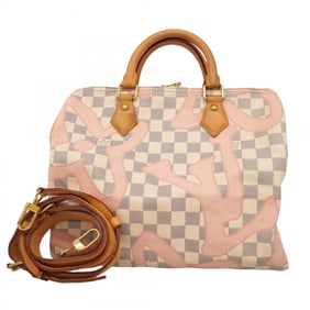 Louis Vuitton Damier Azur Tahiti Speedy Bandouliere 30 Handbag N41052 White Women's