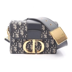 Christian Dior Dior 30 MONTAIGNE Oblique Shoulder Bag, Canvas and Leather, Women's, Beige, Navy,