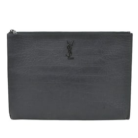 Saint Laurent clutch bag in embossed leather black for men (e60873a)