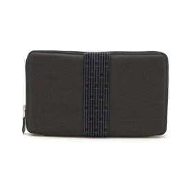 HERMES Hermes Air Line Purse GM Round Long Wallet Passport Case Canvas Grey
