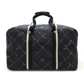 CHANEL Chanel Old Travel Line Boston Bag Nylon Black Red