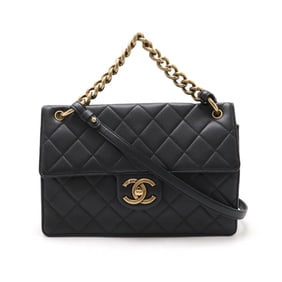 CHANEL Chanel Matelasse Coco Mark Shoulder Bag Chain Handbag Caviar Skin Leather Black