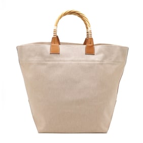 HERMES Hermes Steeple Tote Bag Large Toile H Straw Vaubarenia Leather Beige Brown ?P Engraved