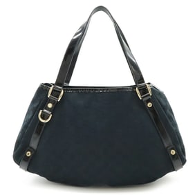 GUCCI Abby GG Canvas Tote Bag Shoulder Patent Leather Black 130736