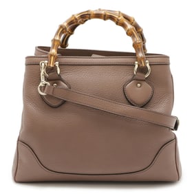 GUCCI Bamboo Handbag Tote Bag Shoulder Leather Dusty Pink 336032