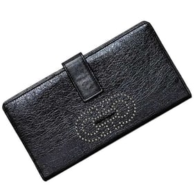 Salvatore Ferragamo Bi-fold Long Wallet ec-22236 Silver Gancini JL-22 8817 Leather Studs Metallic