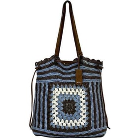 Miu Miu Miu Tote Bag f-22204 Light Blue Brown Astrale RAFIA RR2010 Raffia Mesh Women's Men's