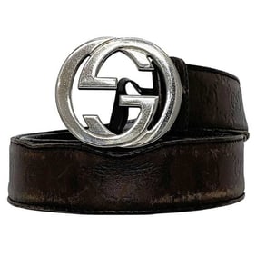 Gucci Belt ec-22234 Brown Interlocking Shima 114984 Buckle Leather GUCCI GG 82cm Men's