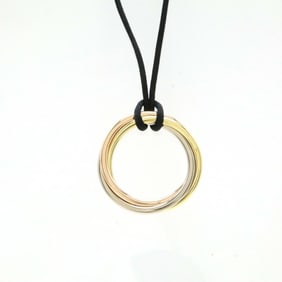 Cartier Trinity Choker Necklace Large 3 Colors K18YG WG PG Yellow Gold White Pink Cord