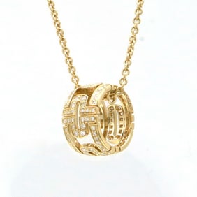 BVLGARI Bulgari Parentesi Round Full Diamond Pendant Necklace K18YG 750YG Yellow Gold