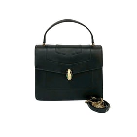Unused, stored BVLGARI Serpenti Forever leather 2-way handbag/shoulder bag, black, 82612