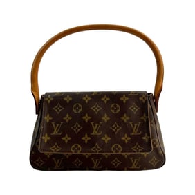 LOUIS VUITTON Mini Looping Monogram Leather One-Shoulder Bag/Handbag, Brown, 24767