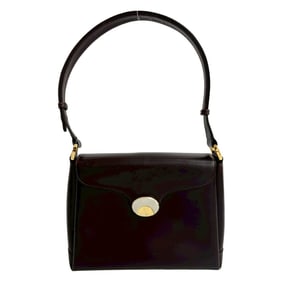 GUCCI Old Gucci Vintage Logo Metal Hardware Leather Semi-Shoulder Bag Handbag Brown 22683