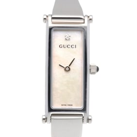 Gucci Watch, Stainless Steel 1500L Quartz, Women's, White Shell with 1 Diamond