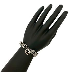 GUCCI Anchor Chain Bracelet with GG Logo and Metal Bangle in Silver, 52831