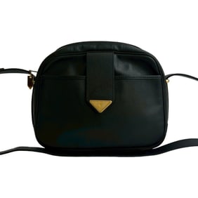 Yves Saint Laurent YSL Logo Hardware Leather Shoulder Bag Pochette Sacoche Black 86932