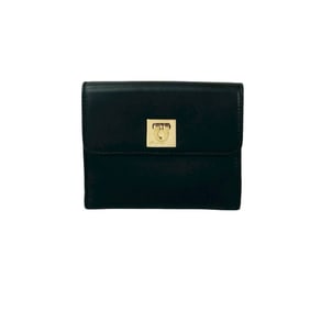 Salvatore Ferragamo Gancini logo hardware leather bi-fold wallet mini black 28141