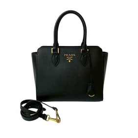 PRADA Prada logo hardware, Saffiano leather 2-way handbag, mini tote bag, shoulder black 26777