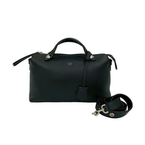 FENDI By the Way Medium Leather 2-Way Handbag, Mini Boston Bag, Shoulder Black 47579