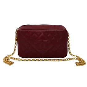 Seal No. 3 CHANEL Matelasse Coco Mark Caviar Leather Chain Shoulder Bag Pochette Bordeaux 57295