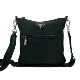 PRADA Prada Triangle Logo Metal Hardware Tessuto Nylon Leather Mini Shoulder Bag Pochette Sacoche