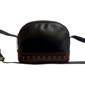 Yves Saint Laurent YSL Logo Hardware Cutout Leather Shoulder Bag Pochette Black 39547