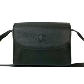 GUCCI Old Gucci Vintage GG Logo Embossed Leather Shoulder Bag/Pochette Black 36226