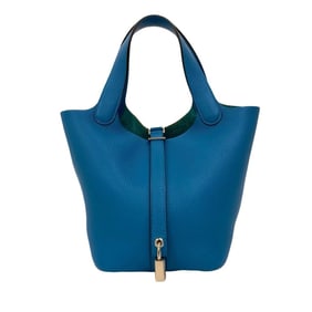 Hermes Hermès Picotin Lock PM Taurillon Clemence Leather Handbag/Tote Bag, Blue, 30972, Stamped