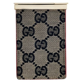 Gucci Cigarette Case, GG Canvas and Leather, Navy Blue Red, 030 0959, GUCCI KK-15801